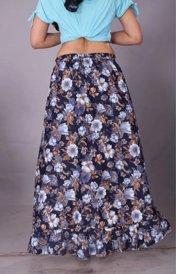 Blue_Crepe_Designer_Skirt_For_Women