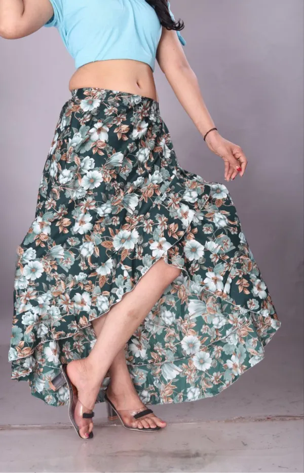 Green_Crepe_Designer_Skirt_For_Women