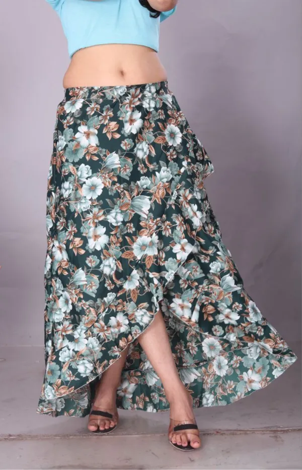 Green_Crepe_Designer_Skirt_For_Women
