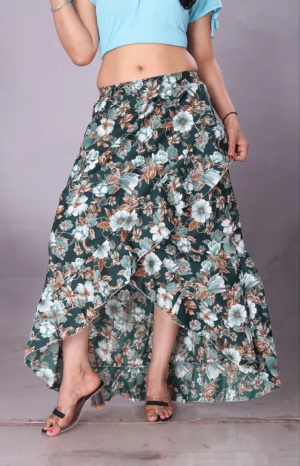 Green_Crepe_Designer_Skirt_For_Women