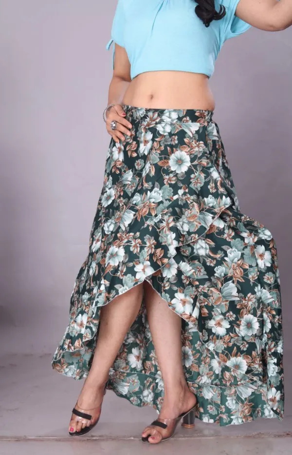 Green_Crepe_Designer_Skirt_For_Women