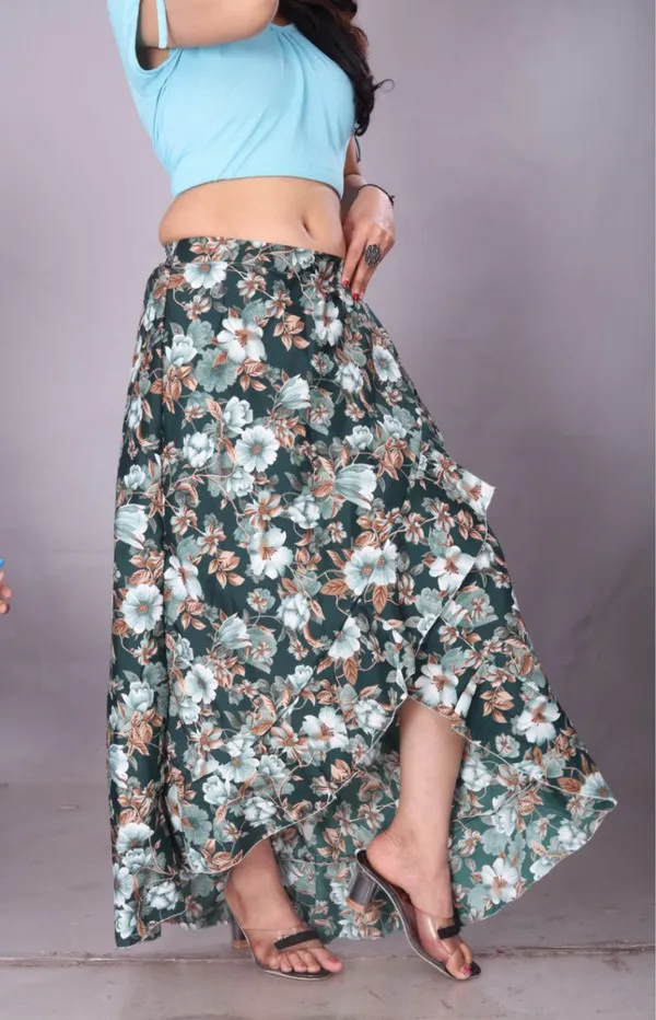 Green_Crepe_Designer_Skirt_For_Women