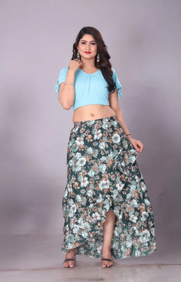 Green_Crepe_Designer_Skirt_For_Women