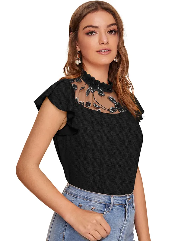 Black_Polyester_Blend_Stylish_Top_For_Women