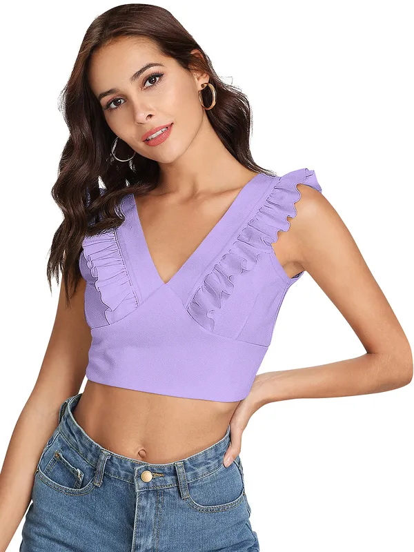 Purple_Polyester_Blend_Stylish_Top_For_Women
