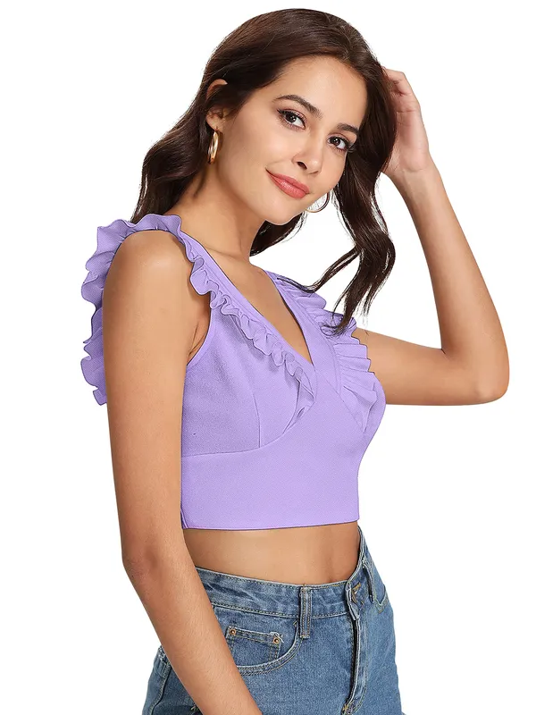 Purple_Polyester_Blend_Stylish_Top_For_Women