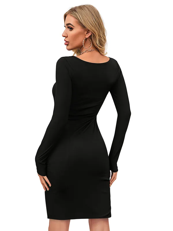 Black_Knitting_And_Stretchable_Western_Dress_For_Women