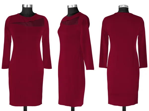 Maroon_Knitting_And_Stretchable_Western_Dress_For_Women