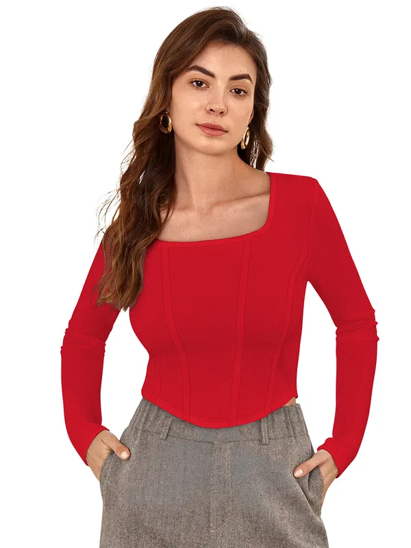 Red_Polyester_Blend_Stylish_Top_For_Women