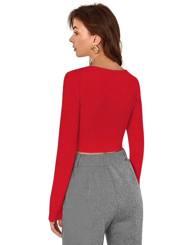 Red_Polyester_Blend_Stylish_Top_For_Women