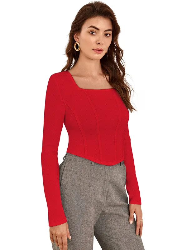 Red_Polyester_Blend_Stylish_Top_For_Women