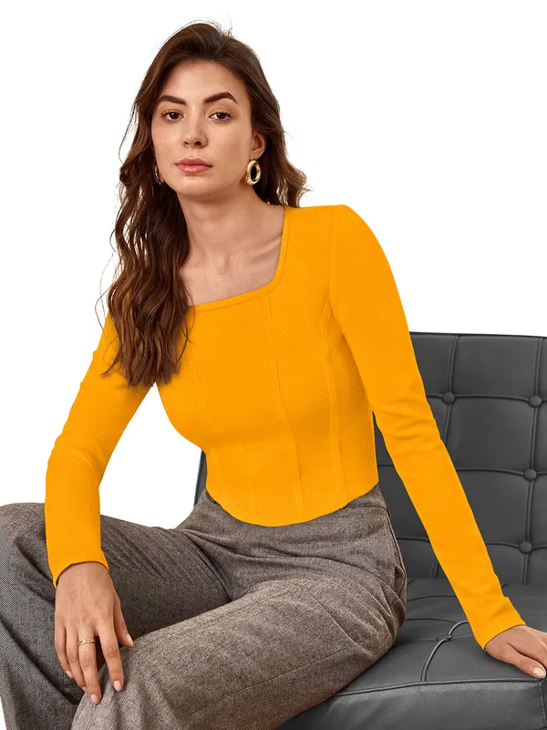 Yellow_Polyester_Blend_Stylish_Top_For_Women