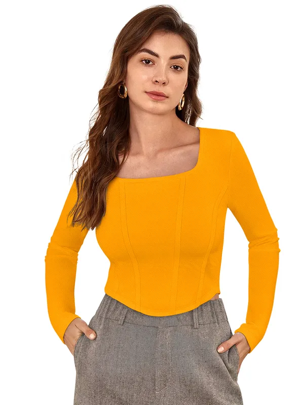 Yellow_Polyester_Blend_Stylish_Top_For_Women