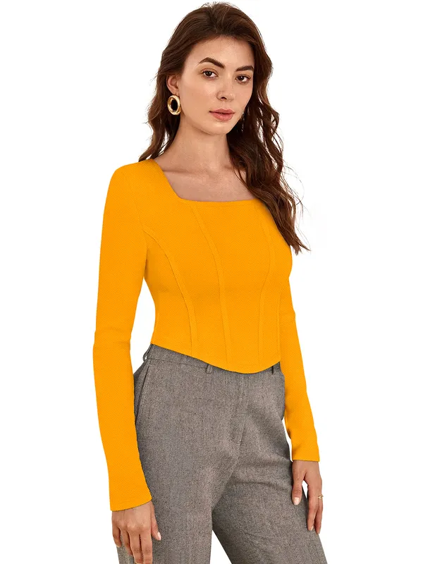 Yellow_Polyester_Blend_Stylish_Top_For_Women