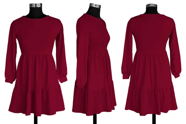 Maroon_Knitting_And_Stretchable_Western_Dress_For_Women
