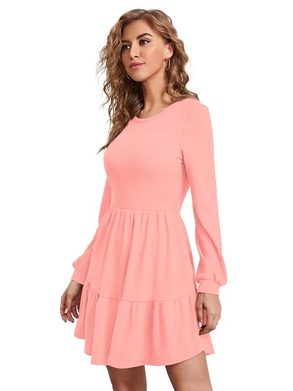 Peach_Knitting_And_Stretchable_Western_Dress_For_Women