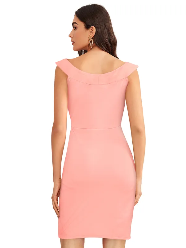 Peach_Knitting_And_Stretchable_Western_Dress_For_Women