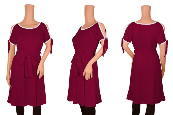 Maroon_Knitting_And_Stretchable_Western_Dress_For_Women