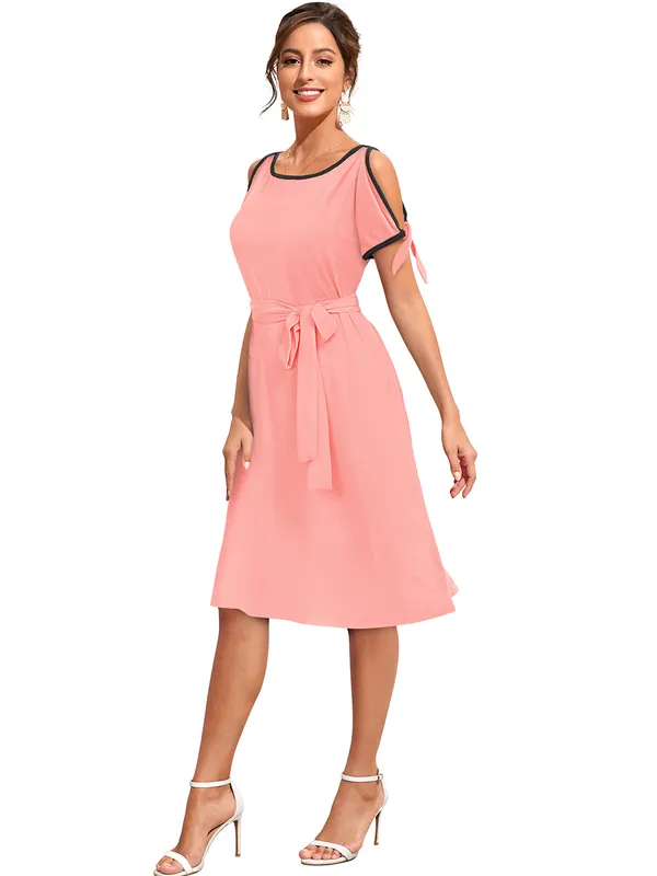Peach_Knitting_And_Stretchable_Western_Dress_For_Women