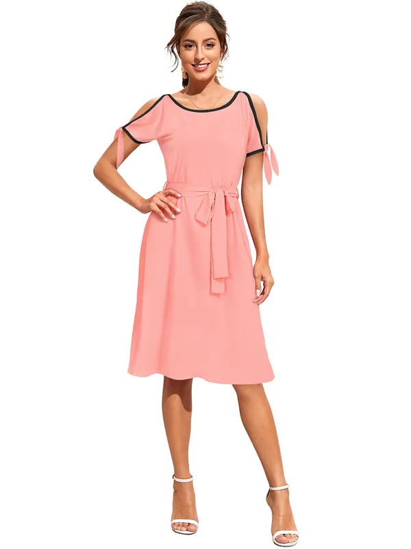 Peach_Knitting_And_Stretchable_Western_Dress_For_Women