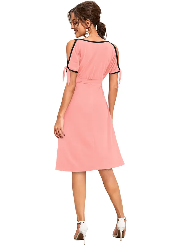 Peach_Knitting_And_Stretchable_Western_Dress_For_Women