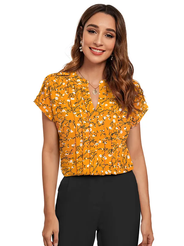 Yellow_Polyester_Blend_Stylish_Top_For_Women