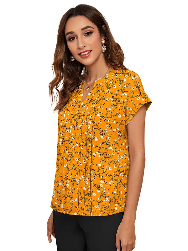 Yellow_Polyester_Blend_Stylish_Top_For_Women