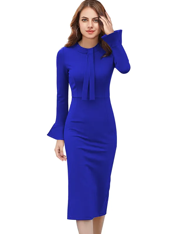 Royal_Blue_Knitting_And_Stretchable_Western_Dress_For_Women