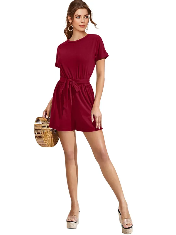 Maroon_Knitting_And_Stretchable_Western_Dress_For_Women
