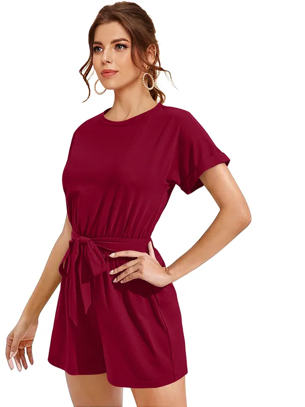 Maroon_Knitting_And_Stretchable_Western_Dress_For_Women