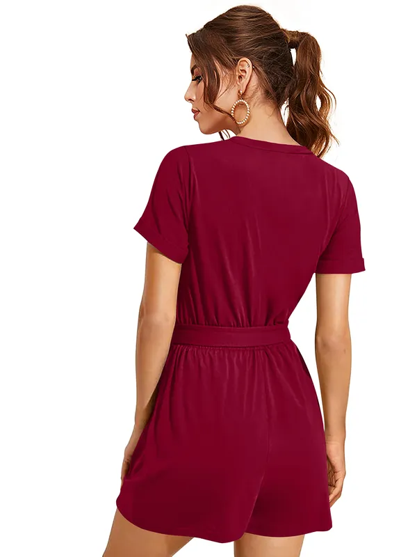 Maroon_Knitting_And_Stretchable_Western_Dress_For_Women