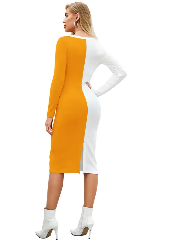 Yellow_Knitting_And_Stretchable_Western_Dress_For_Women