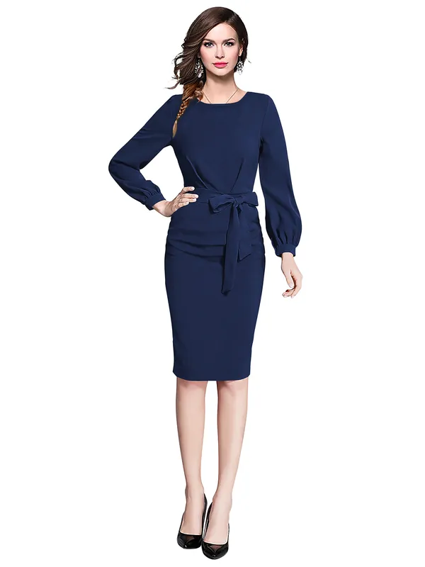 Blue_Knitting_And_Stretchable_Western_Dress_For_Women