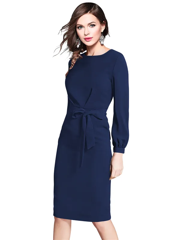 Blue_Knitting_And_Stretchable_Western_Dress_For_Women