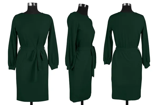 Green_Knitting_And_Stretchable_Western_Dress_For_Women