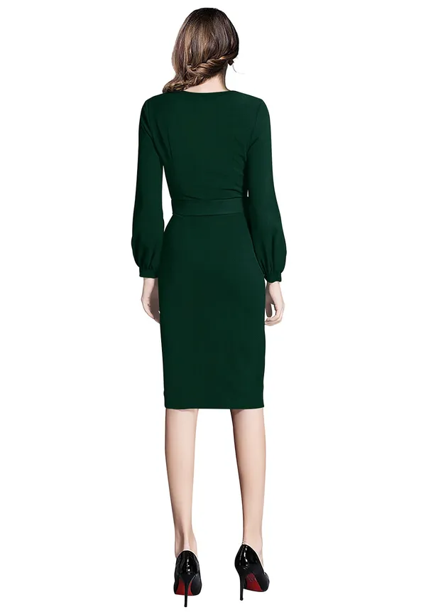 Green_Knitting_And_Stretchable_Western_Dress_For_Women