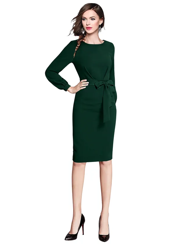 Green_Knitting_And_Stretchable_Western_Dress_For_Women