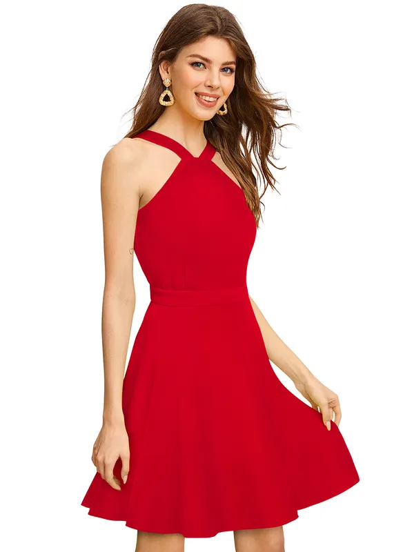 Red_Knitting_And_Stretchable_Western_Dress_For_Women
