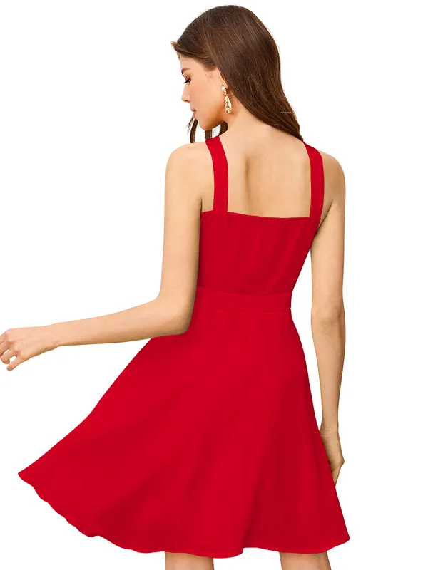 Red_Knitting_And_Stretchable_Western_Dress_For_Women