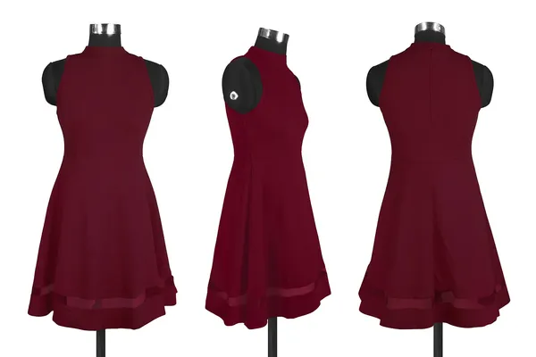 Maroon_Knitting_And_Stretchable_Western_Dress_For_Women