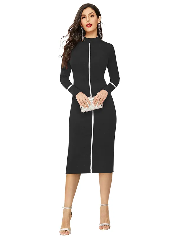 Black_Knitting_And_Stretchable_Western_Dress_For_Women