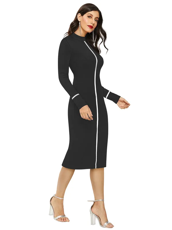 Black_Knitting_And_Stretchable_Western_Dress_For_Women
