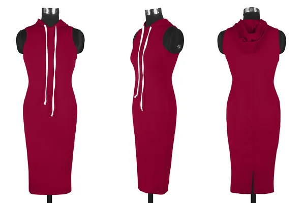 Maroon_Knitting_And_Stretchable_Western_Dress_For_Women