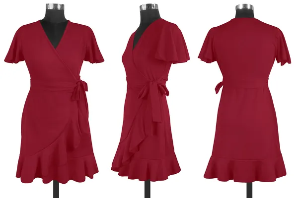 Maroon_Knitting_And_Stretchable_Western_Dress_For_Women