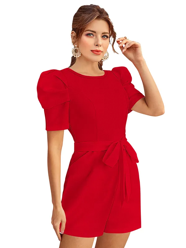 Red_Knitting_And_Stretchable_Western_Dress_For_Women