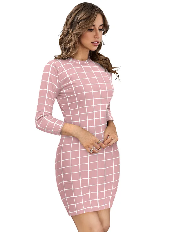 Peach_Knitting_And_Stretchable_Western_Dress_For_Women