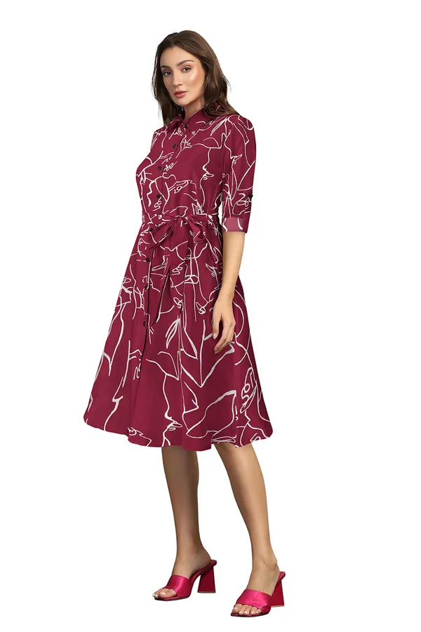 Maroon_Cotton_Western_Dress_For_Women