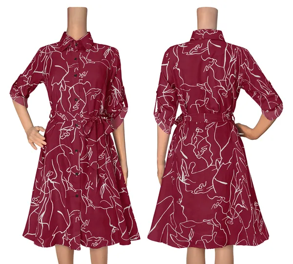 Maroon_Cotton_Western_Dress_For_Women