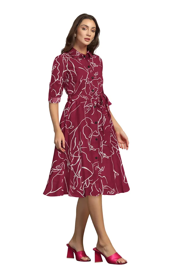 Maroon_Cotton_Western_Dress_For_Women