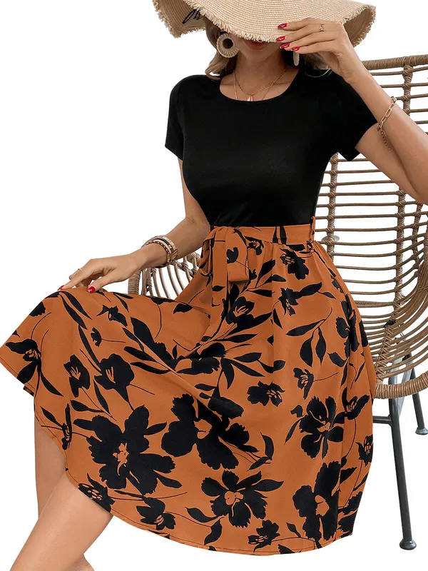 Orange_Knitting_And_Stretchable_Western_Dress_For_Women